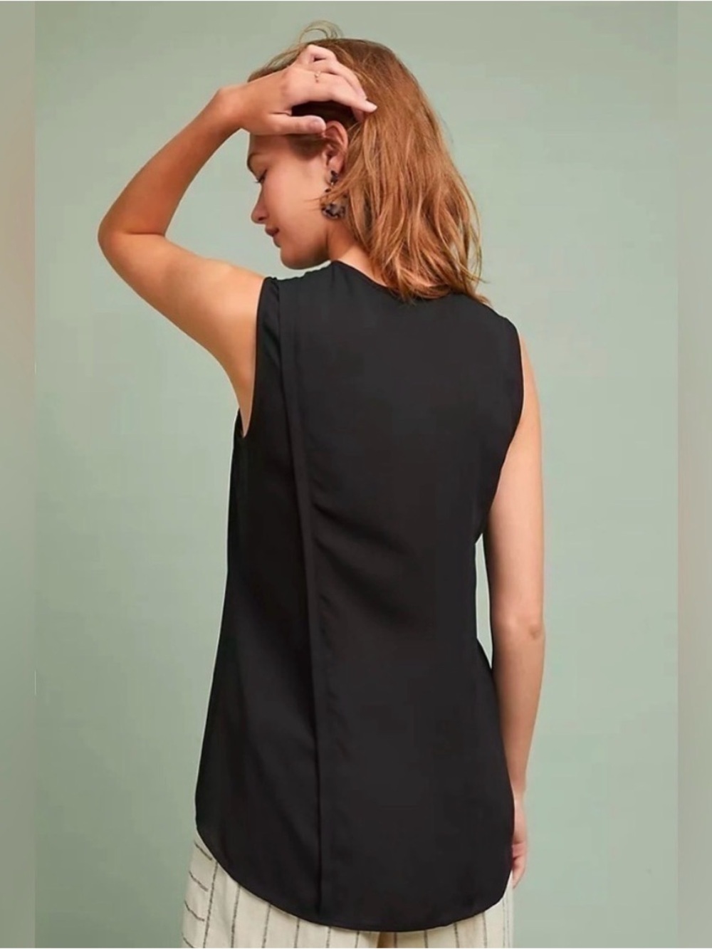 Maeve black flowy top with detailing - Picture 3 of 8